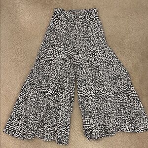 Miami Monochrome Animal Print Wide-Leg Pants with Pockets
